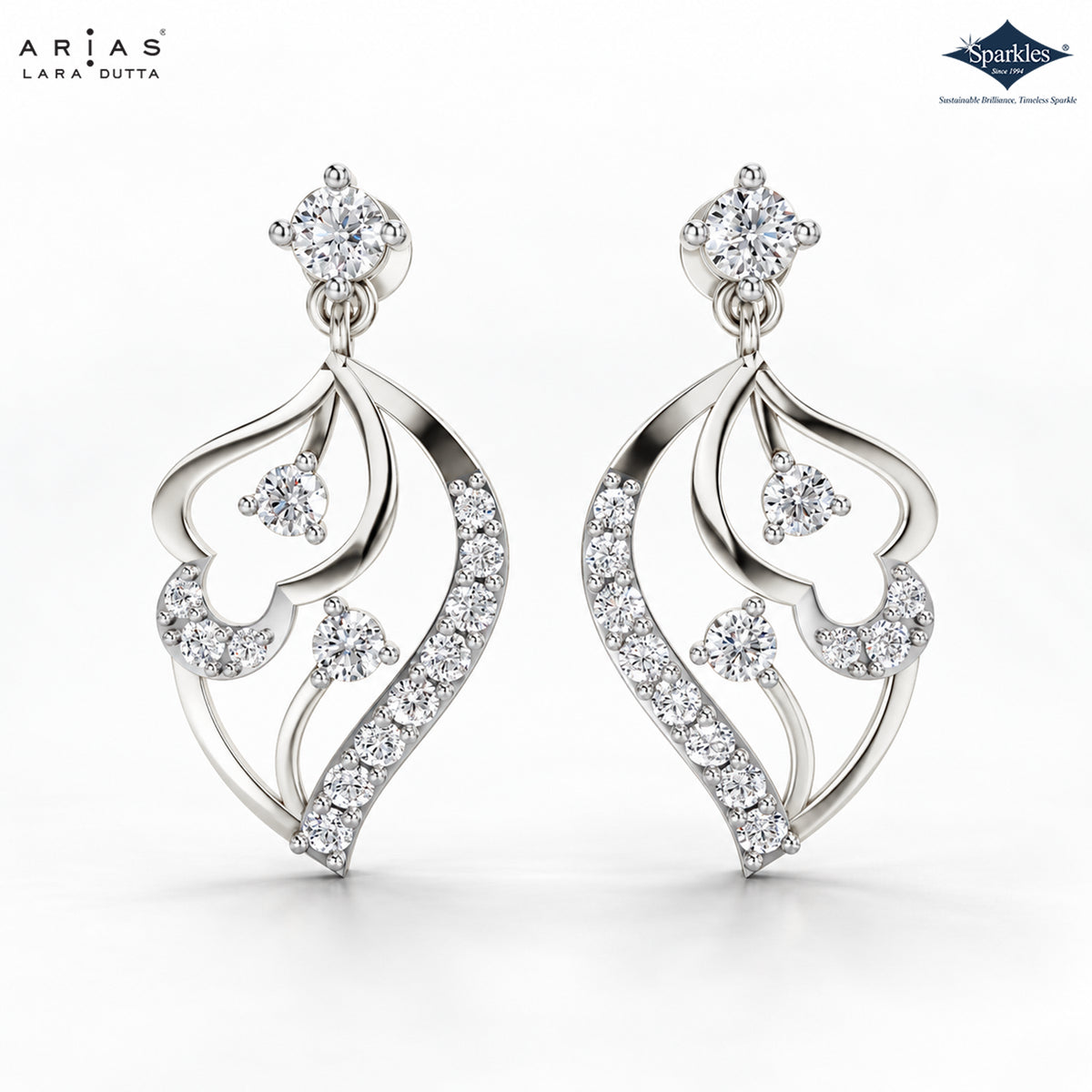 Arias by Lara Abstract Swirl Diamond Drop Earrings