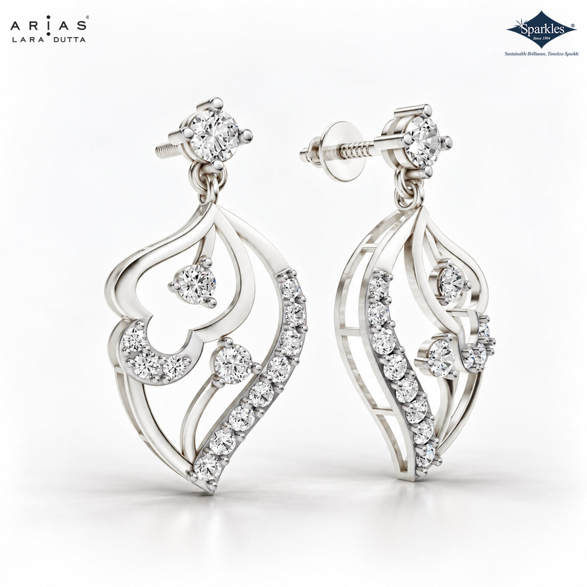 Arias by Lara Abstract Swirl Diamond Drop Earrings