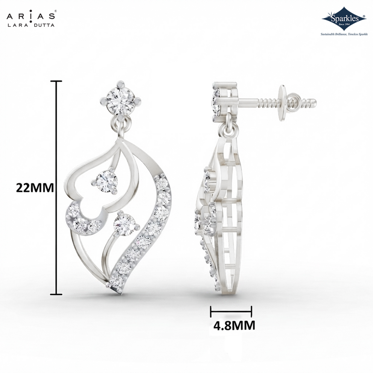 Arias by Lara Abstract Swirl Diamond Drop Earrings