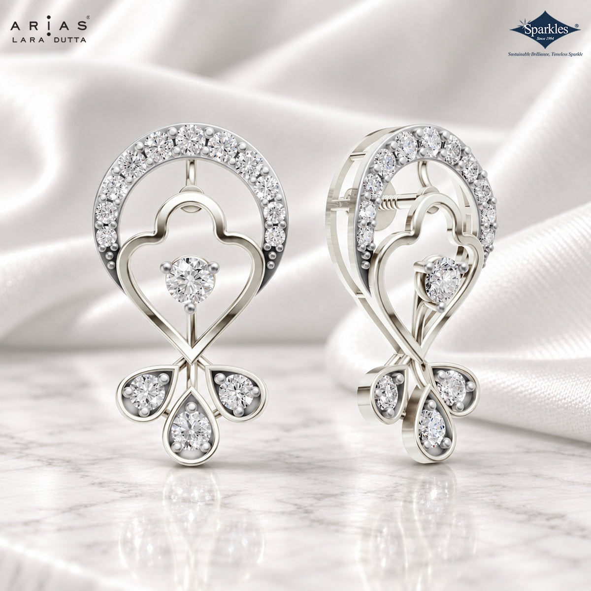 Arias by Lara Crescent Arch Diamond Drop Earrings