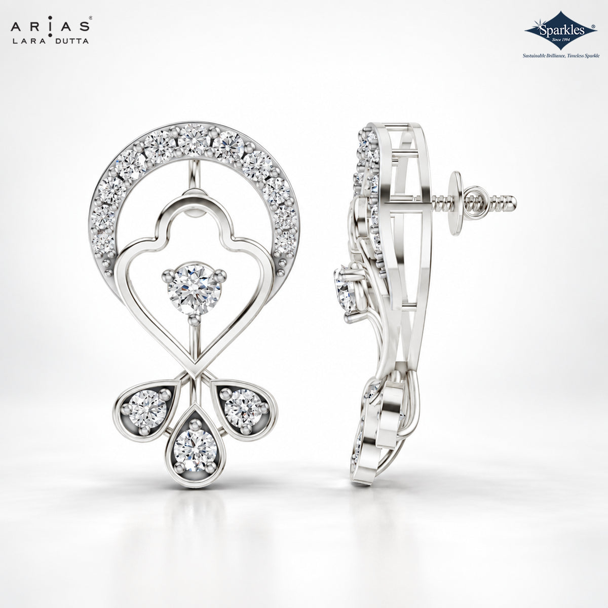 Arias by Lara Crescent Arch Diamond Drop Earrings