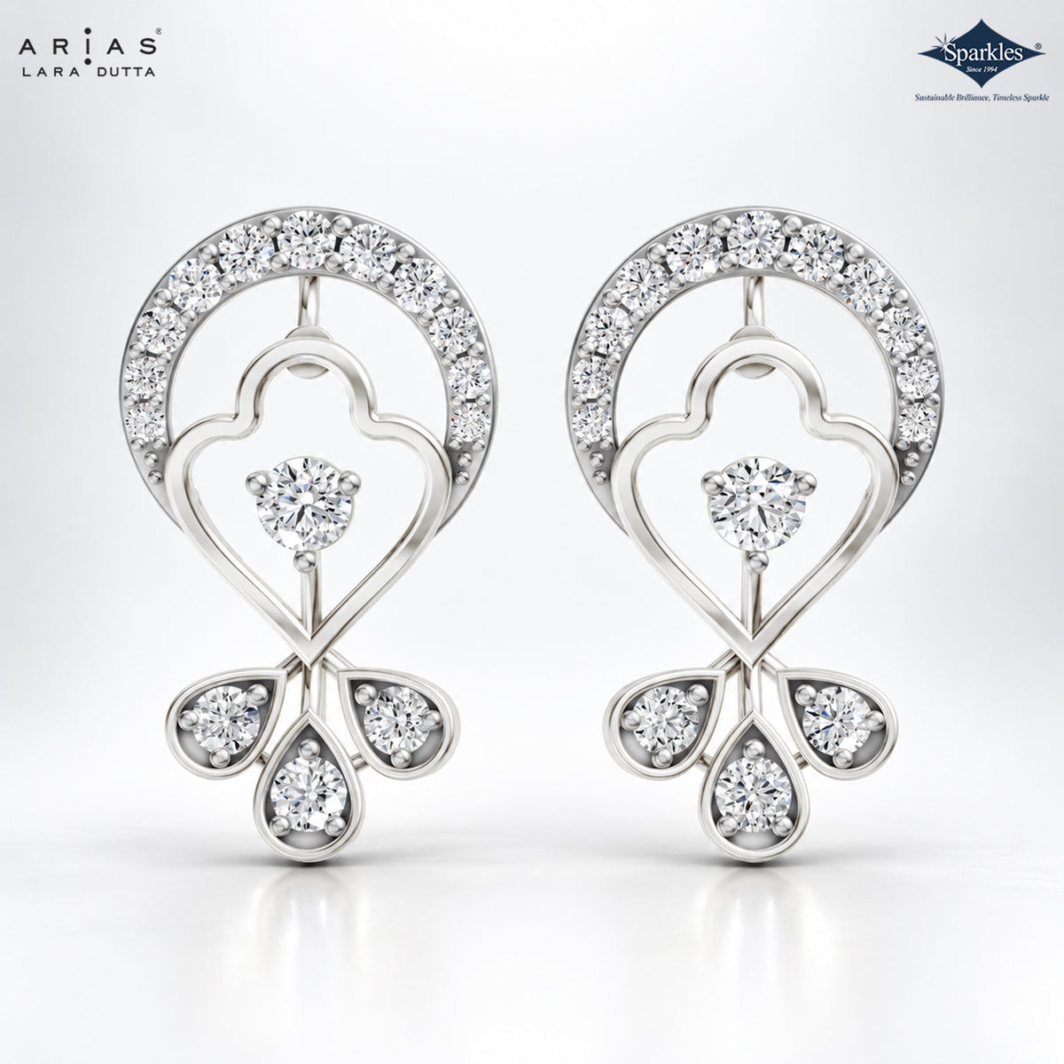Arias by Lara Crescent Arch Diamond Drop Earrings