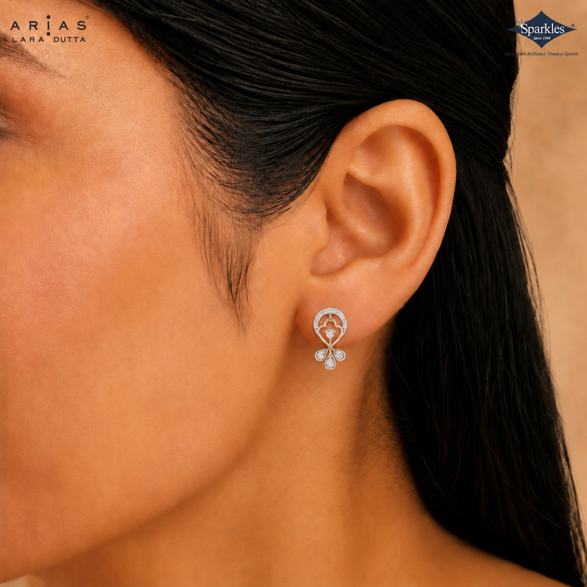 Arias by Lara Crescent Arch Diamond Drop Earrings