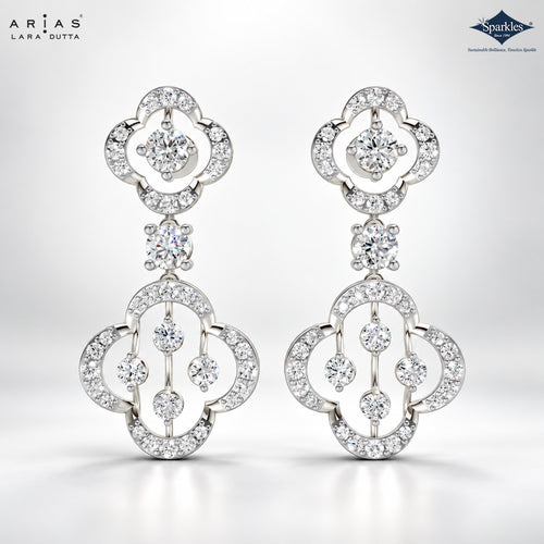 Arias by Lara Double Quatrefoil Diamond Drop Earrings