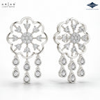 Arias by Lara Scalloped Floral Diamond Tassel Drop Earrings