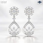 Arias by Lara Floral Starburst & Teardrop Diamond Drop Earrings