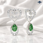 Arias by Lara Openwork Heart & Green Pear Gemstone Drop Earrings