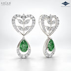 Arias by Lara Openwork Heart & Green Pear Gemstone Drop Earrings