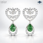 Arias by Lara Openwork Heart & Green Pear Gemstone Drop Earrings