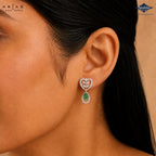 Arias by Lara Openwork Heart & Green Pear Gemstone Drop Earrings