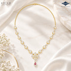 Arias by Lara Marquise Link Diamond & Pink Pear Stone Necklace