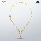 Arias by Lara Marquise Link Diamond & Pink Pear Stone Necklace