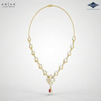 Arias by Lara Marquise Link Diamond & Pink Pear Stone Necklace