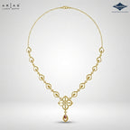 Arias by Lara Marquise Link Diamond & Pink Pear Stone Necklace