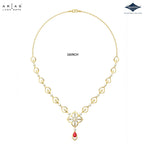 Arias by Lara Marquise Link Diamond & Pink Pear Stone Necklace