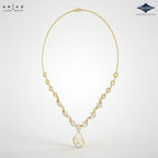 Arias by Lara Swirl Link Diamond & Leaf Pendant Necklace