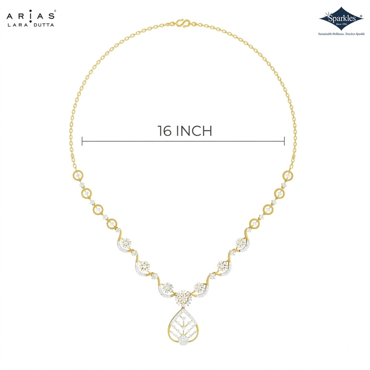 Arias by Lara Swirl Link Diamond & Leaf Pendant Necklace