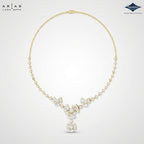Arias by Lara Geometric Fan & Floral Diamond Necklace