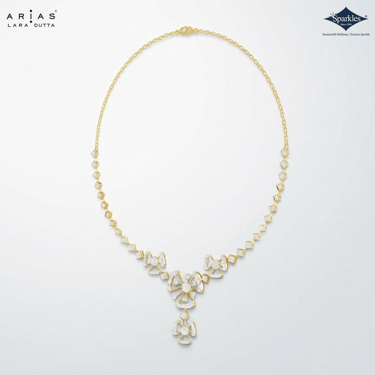 Arias by Lara Geometric Fan & Floral Diamond Necklace