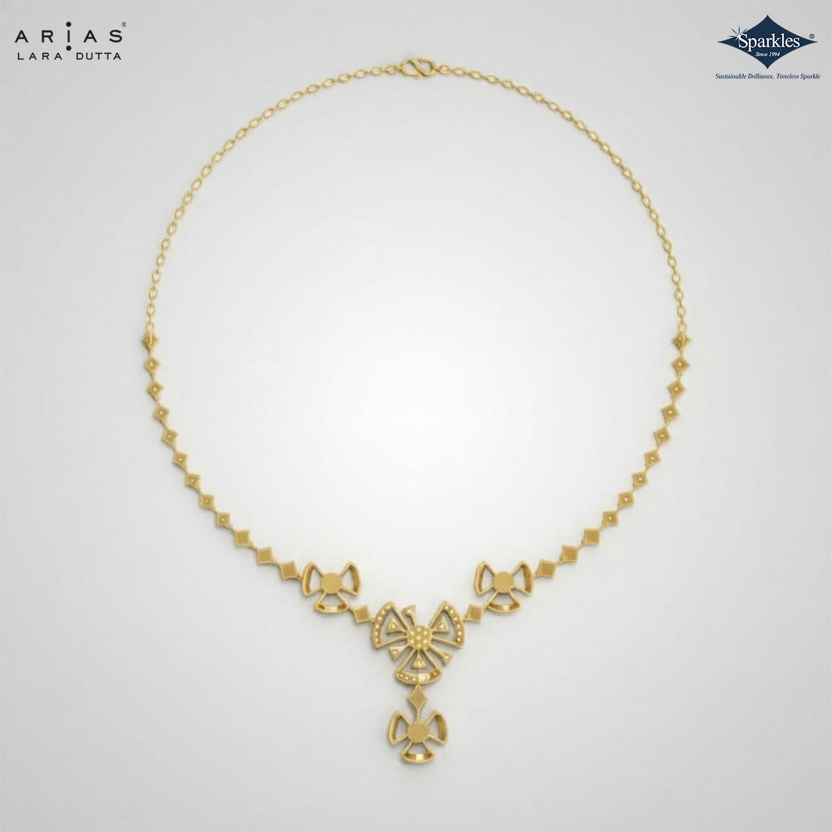 Arias by Lara Geometric Fan & Floral Diamond Necklace