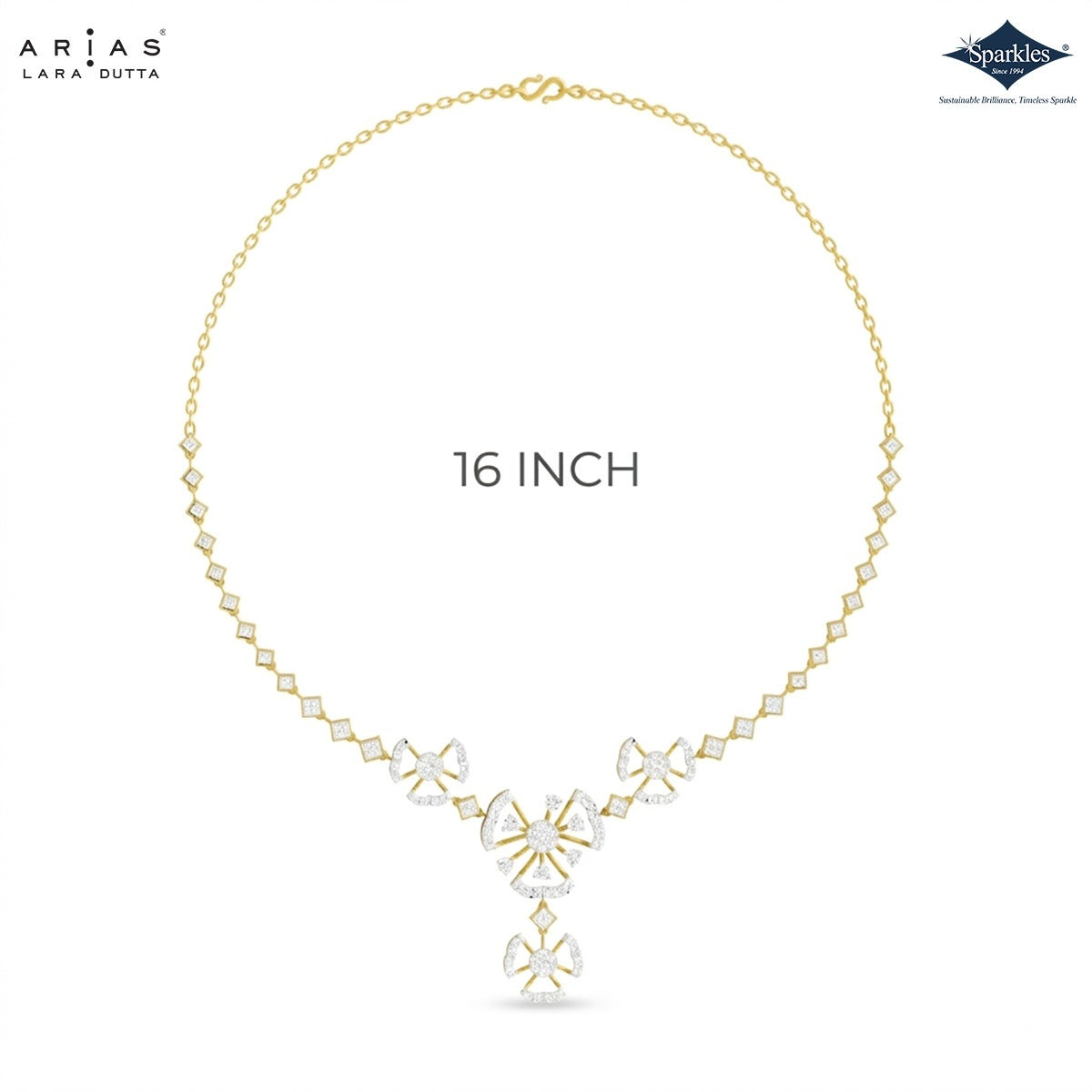 Arias by Lara Geometric Fan & Floral Diamond Necklace