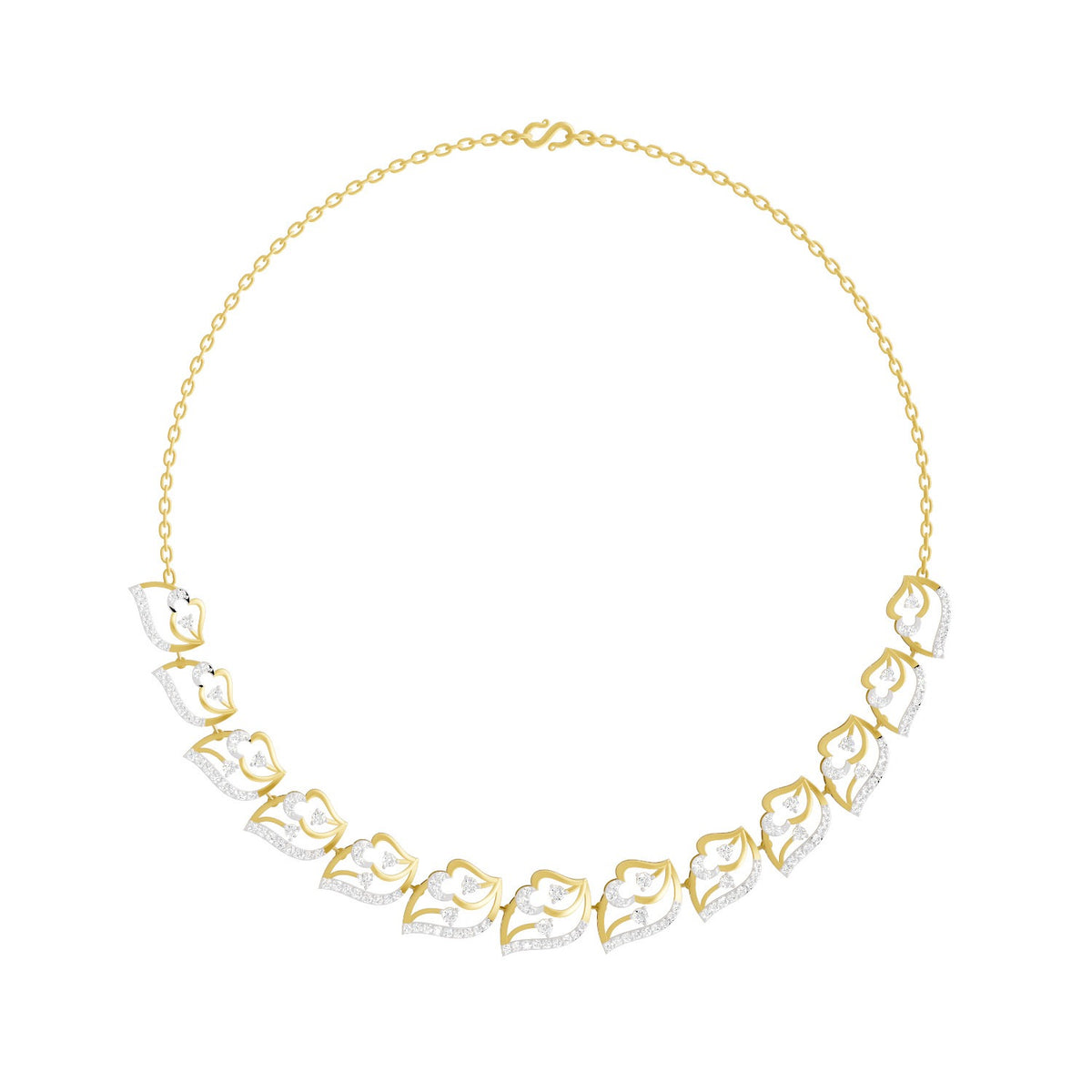 Arias by Lara Graduated Leaf Motif Diamond Necklace