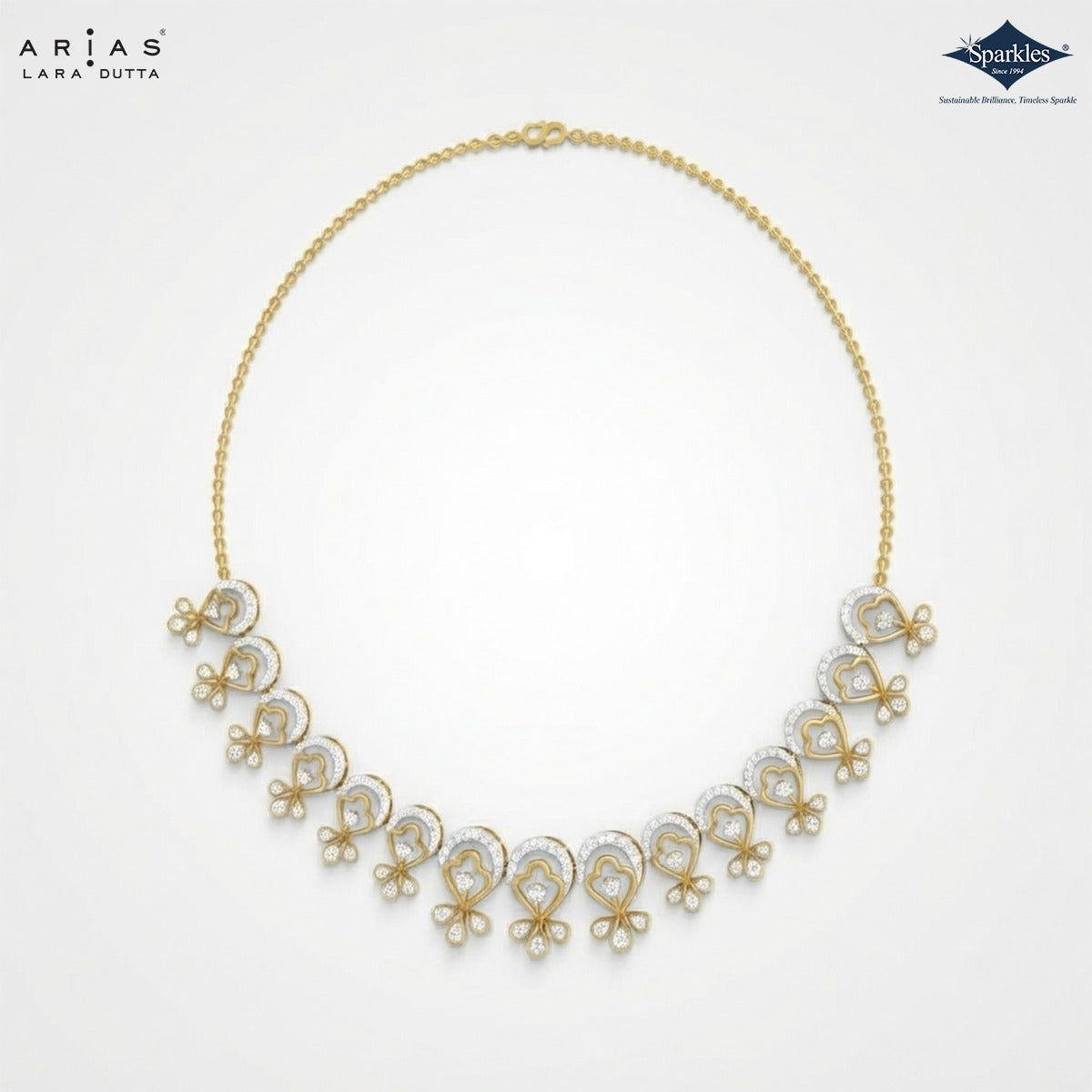 Arias by Lara Scalloped Arch Floral Diamond Necklace