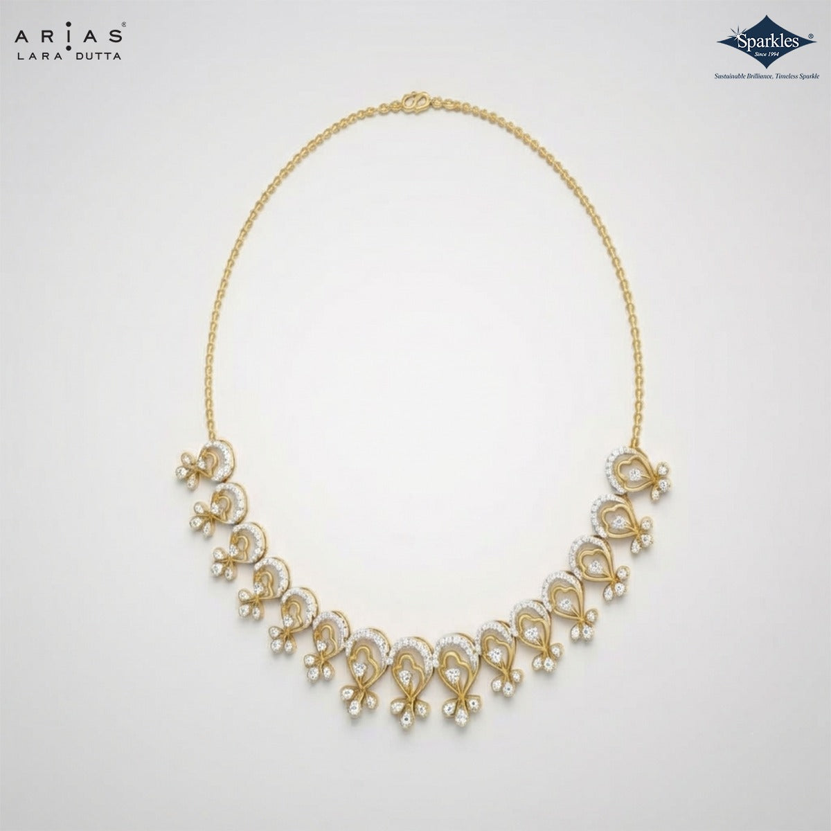 Arias by Lara Scalloped Arch Floral Diamond Necklace