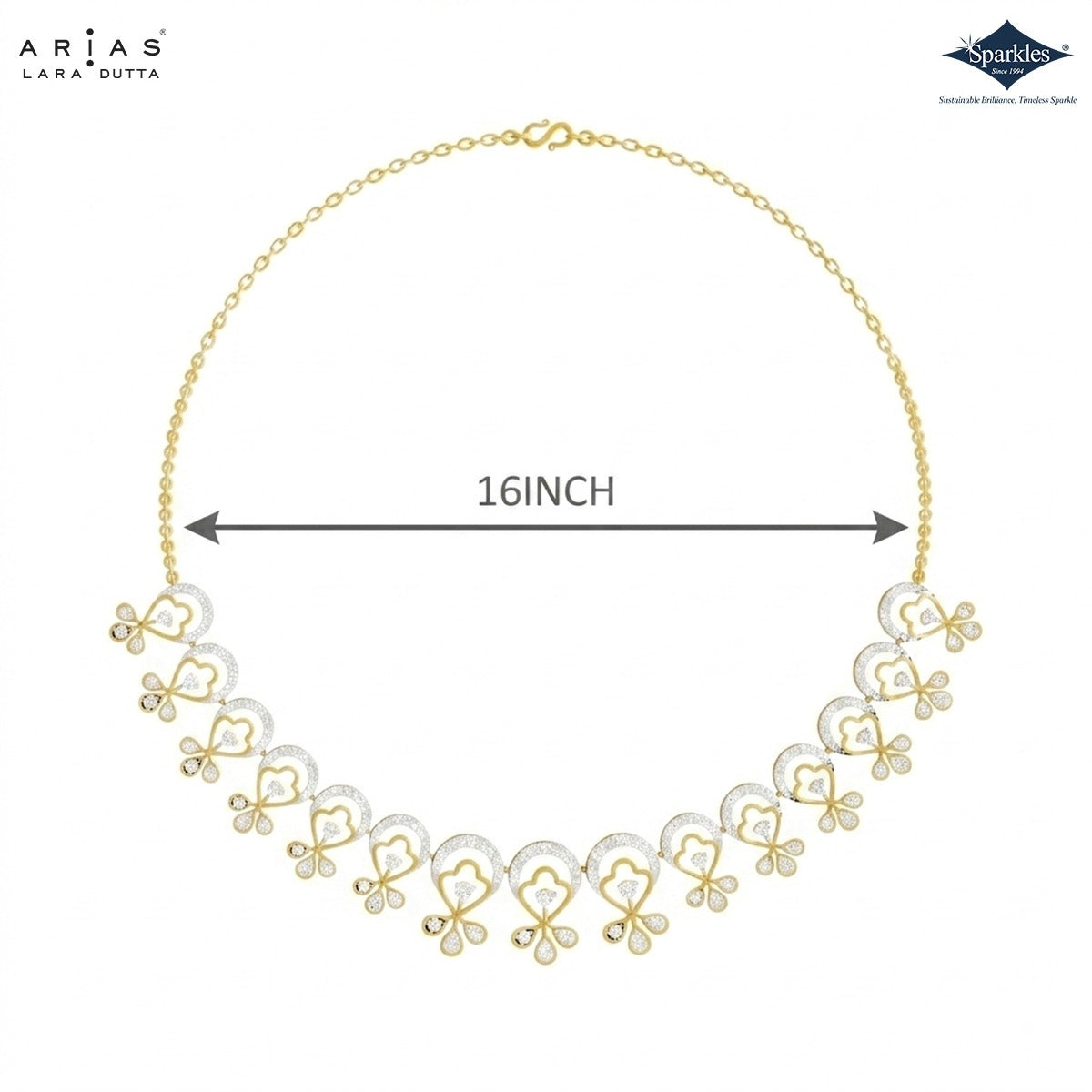 Arias by Lara Scalloped Arch Floral Diamond Necklace
