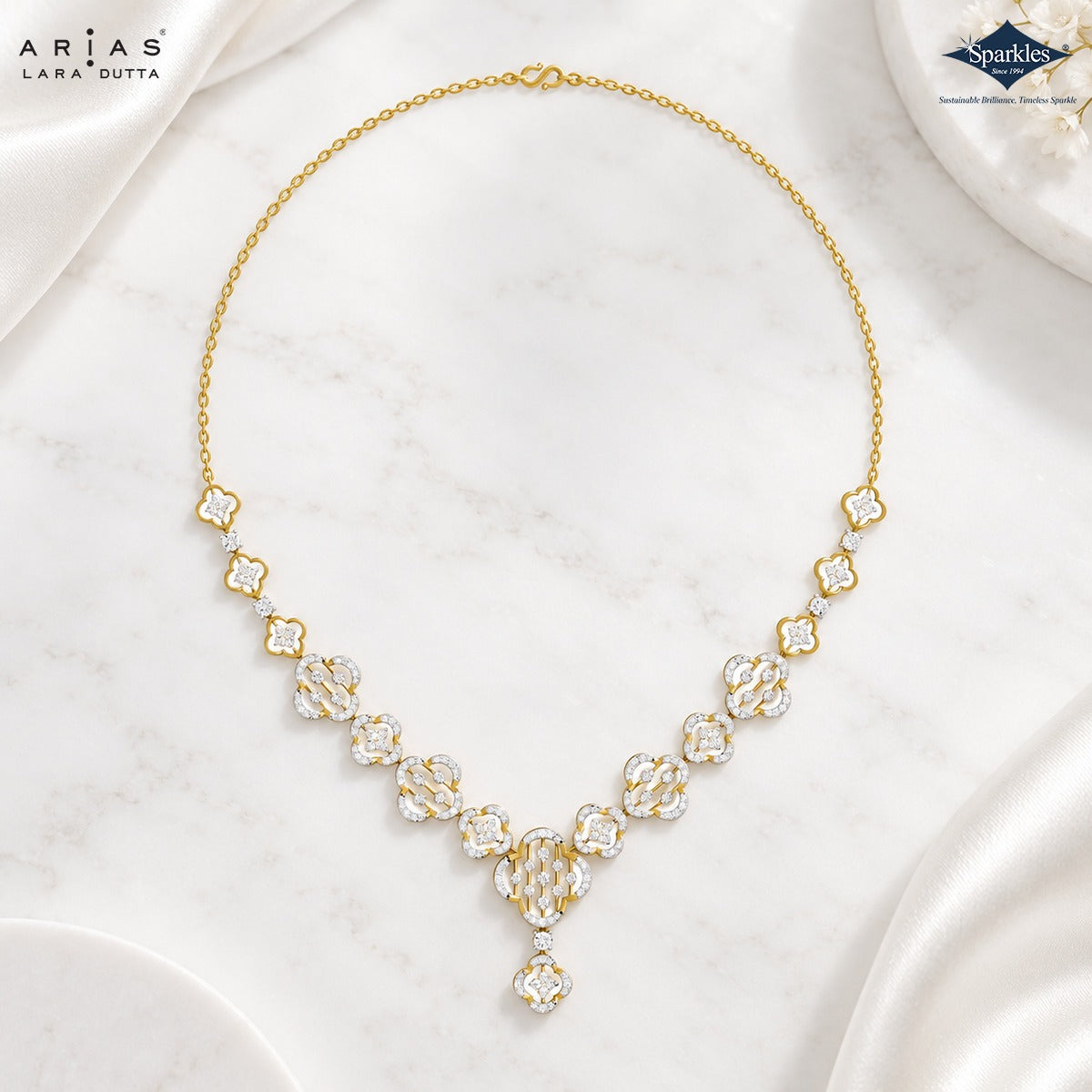 Arias by Lara Quatrefoil Openwork Diamond Link Necklace