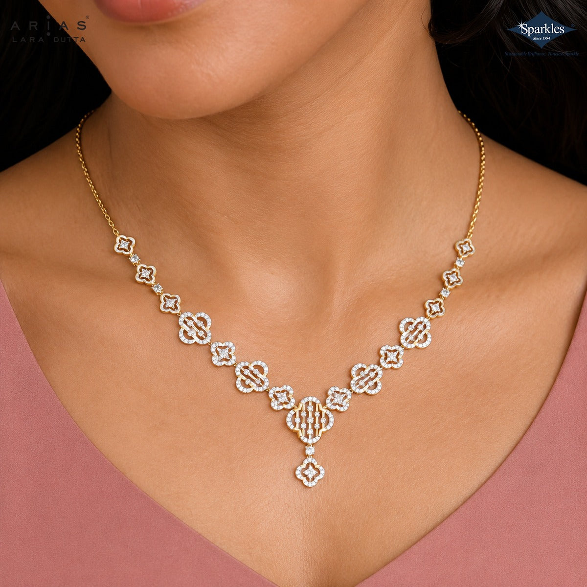 Arias by Lara Quatrefoil Openwork Diamond Link Necklace