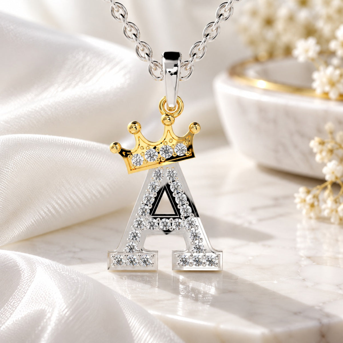 Arias by Lara Crown Initial A Diamond Pendant