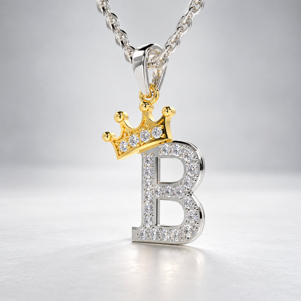 Arias by Lara Dutta Crown Initial B Diamond Pendant