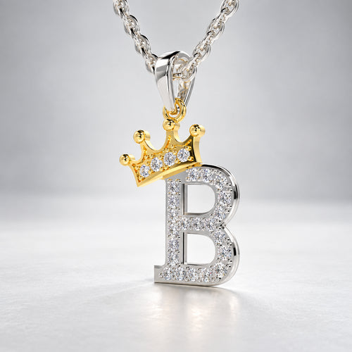 Arias by Lara Dutta Crown Initial B Diamond Pendant
