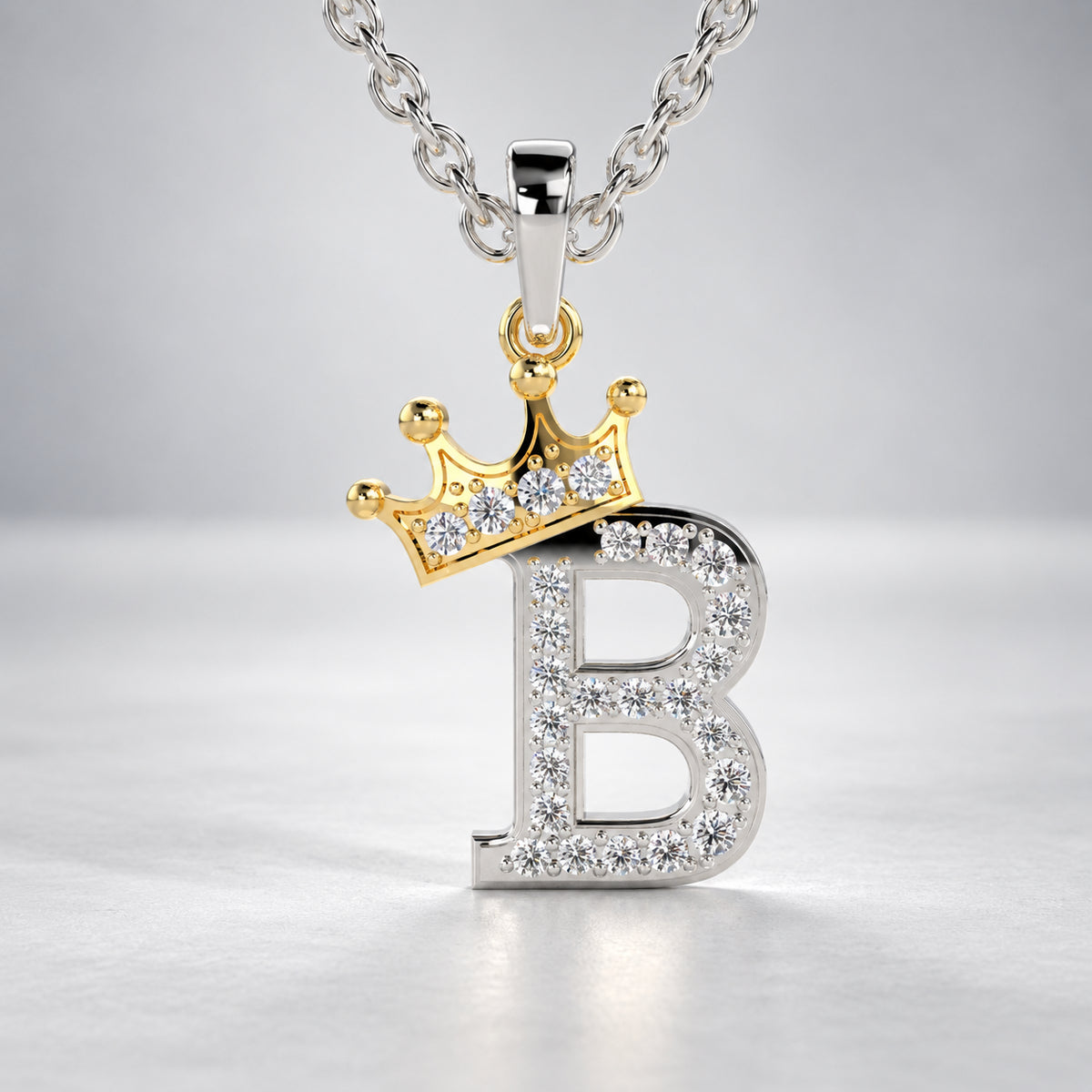 Arias by Lara Dutta Crown Initial B Diamond Pendant