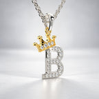 Arias by Lara Dutta Crown Initial B Diamond Pendant