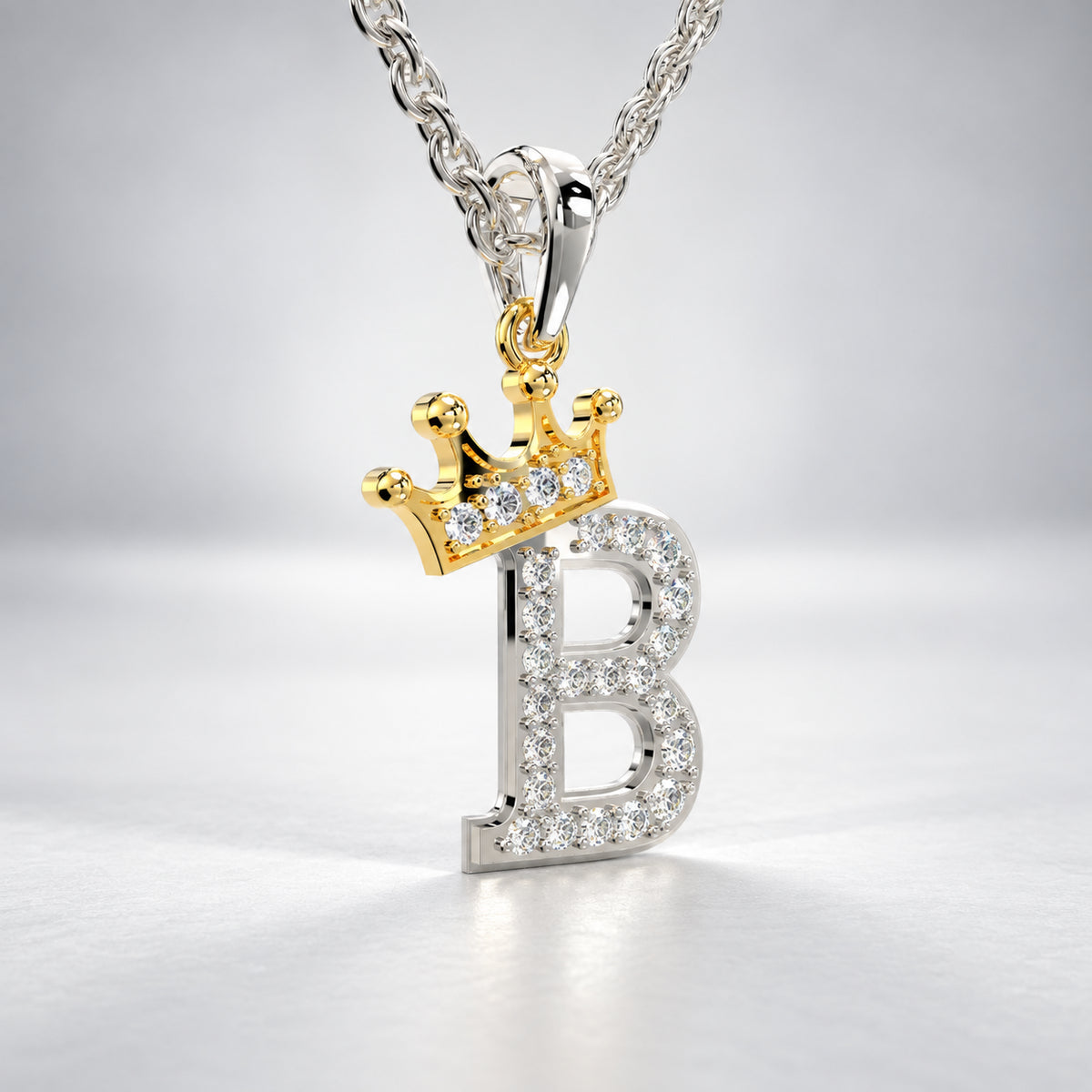 Arias by Lara Dutta Crown Initial B Diamond Pendant