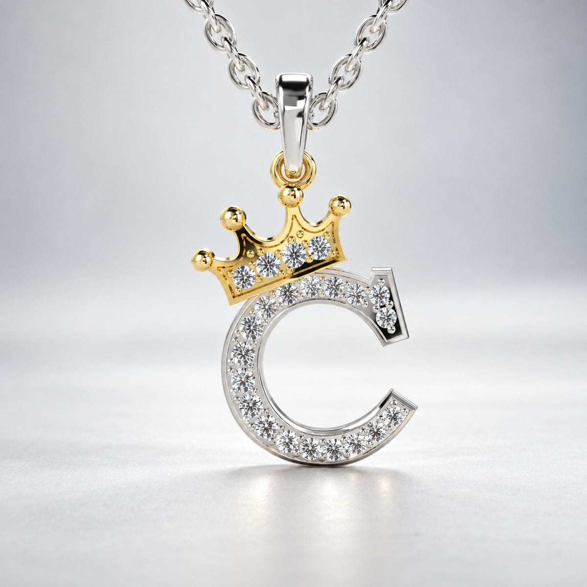 Arias by Lara Dutta Crown Initial C Diamond Pendant
