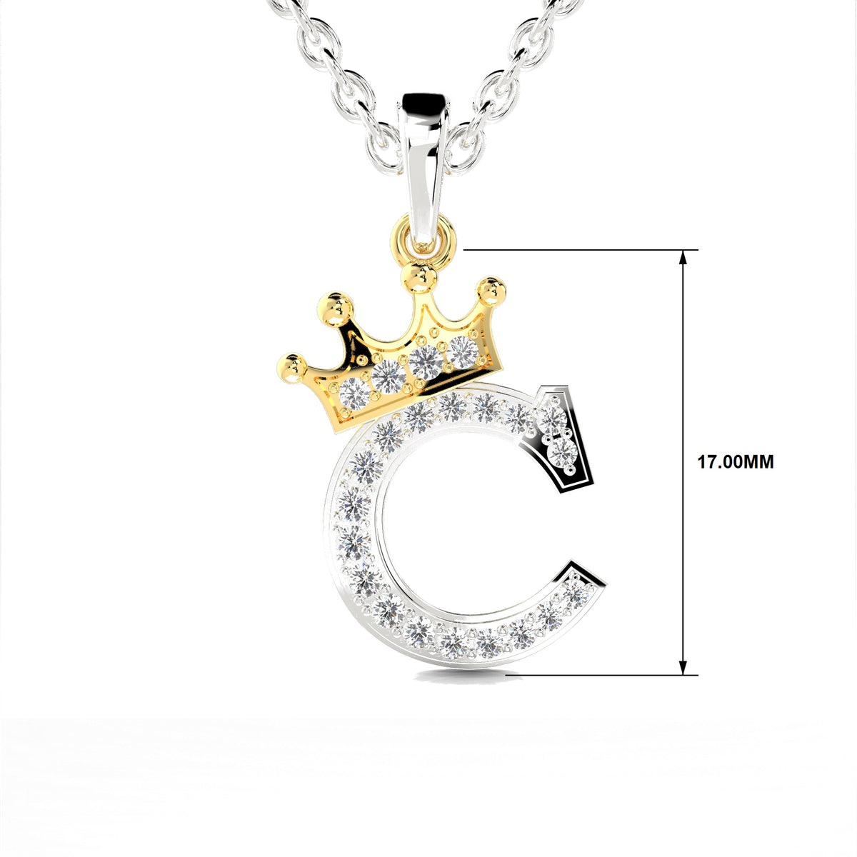 Arias by Lara Dutta Crown Initial C Diamond Pendant