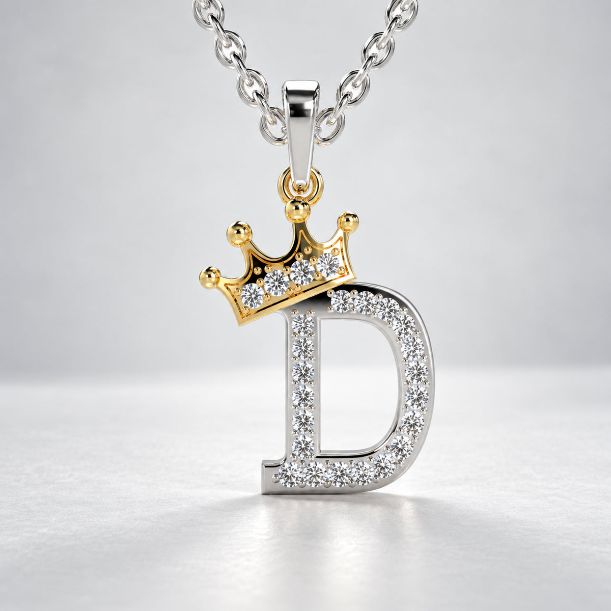 Arias by Lara Dutta Crown Initial D Diamond Pendant