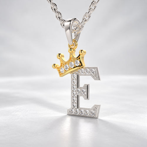 Arias by Lara Dutta Crown Initial E Diamond Pendant