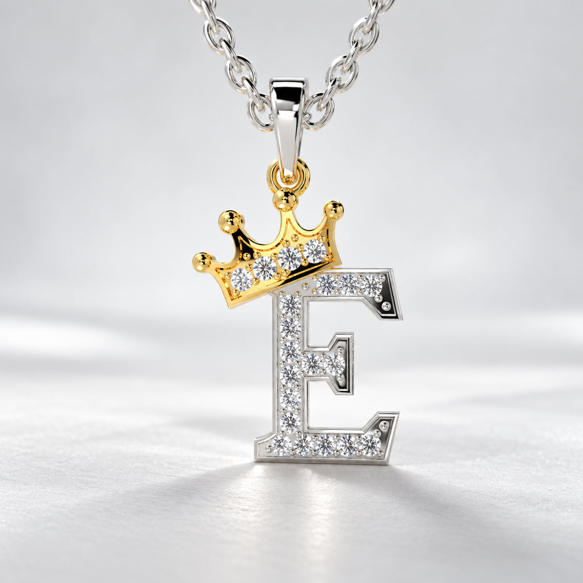 Arias by Lara Dutta Crown Initial E Diamond Pendant