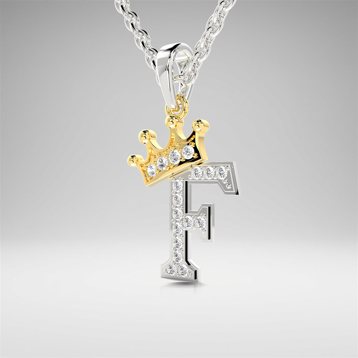 Arias by Lara Dutta Crown Initial F Diamond Pendant
