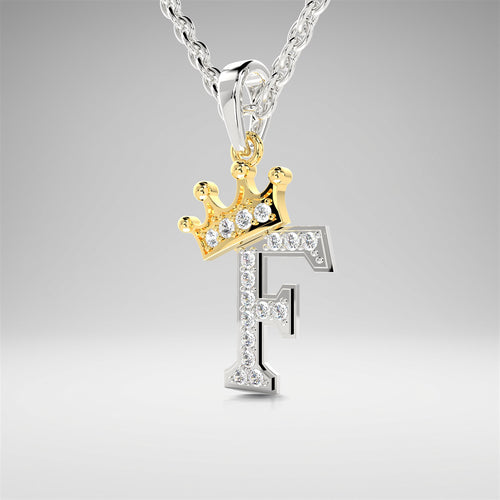 Arias by Lara Dutta Crown Initial F Diamond Pendant