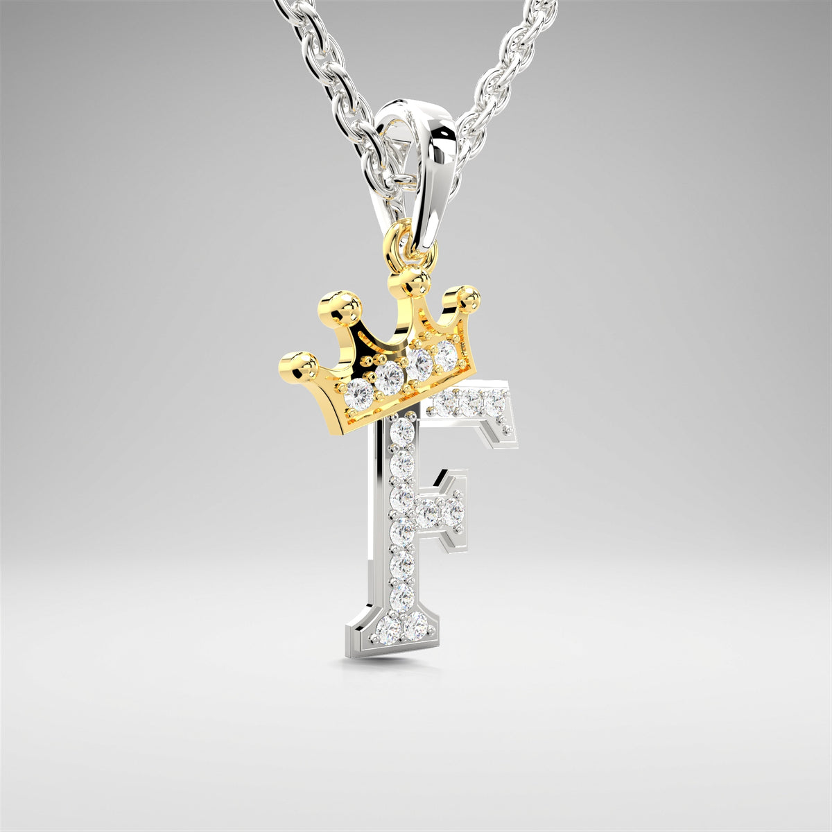 Arias by Lara Dutta Crown Initial F Diamond Pendant