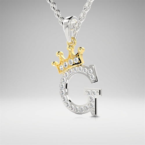 Arias by Lara Dutta Crown Initial G Diamond Pendant