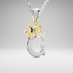 Arias by Lara Dutta Crown Initial G Diamond Pendant
