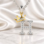 Arias by Lara Dutta Crown Initial H Diamond Pendant