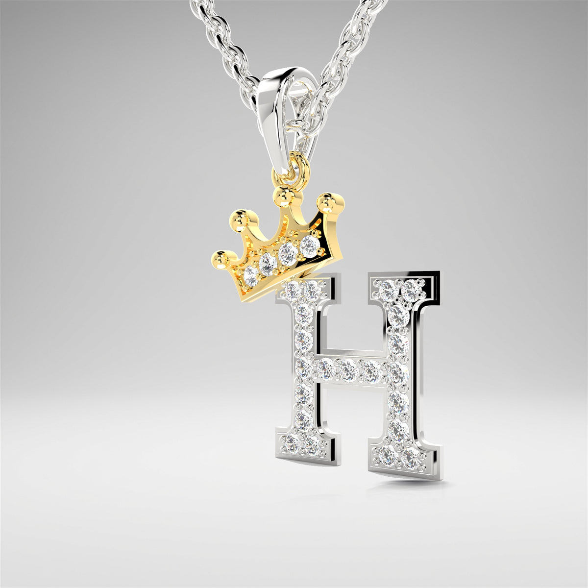 Arias by Lara Dutta Crown Initial H Diamond Pendant
