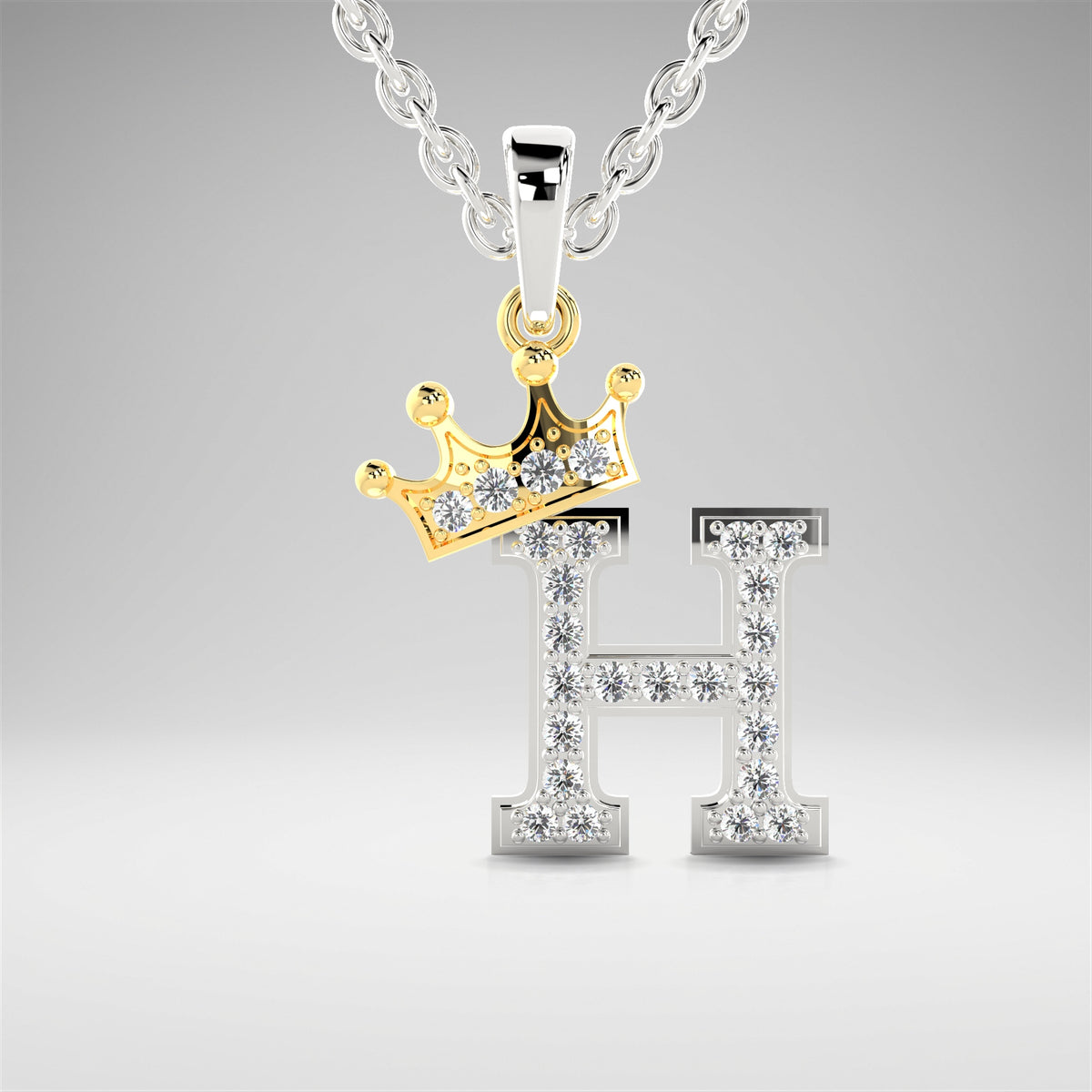 Arias by Lara Dutta Crown Initial H Diamond Pendant